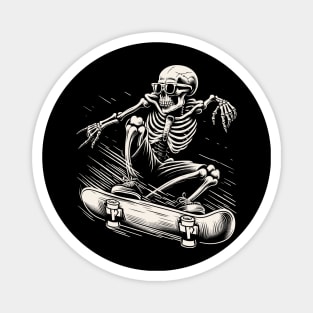 Skeleton Playing Skateboard Magnet